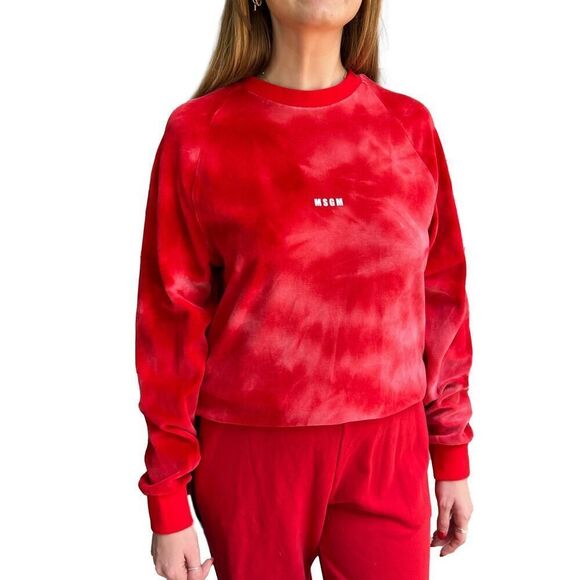 MSGM Milano Red Tie Dye Velour Pullover Sweater Size XS - Picture 1 of 10